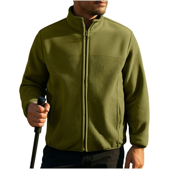 KeShDi Winter Coat Men's Casual Hooded Personalized Fashion Sweatshirt Fleece Sweatshirt Army Green 2X