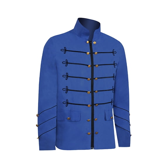 KeShDi Winter Coat Puffer Jackets For Men's Medieval Clothing Medium Length Tailcoat Steampunk Stage Costume Role Halloween Cosplay Coat Blue 3X
