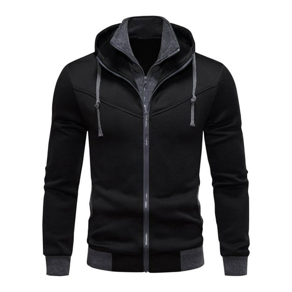 KeShDi Winter Coats for Men's Fashion Casual Solid Color Zipper Pockets Long Sleeve Hooded Casual Outwear Coat Black 3X