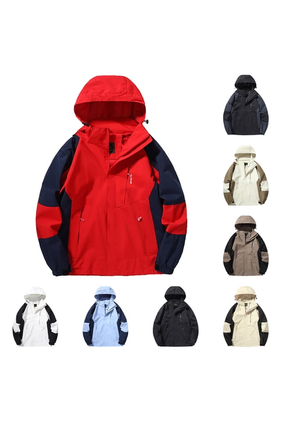 Winter Jackets for Men Men's Outdoor Windproof and Waterproof Long Sleeved Hooded Workwear Jacket Jacket White 5X