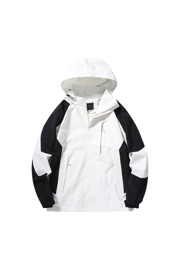 Winter Jackets for Men Men's Outdoor Windproof and Waterproof Long Sleeved Hooded Workwear Jacket Jacket White 5X