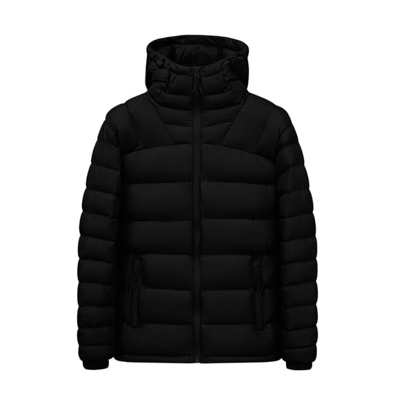 KeShDi Winter Puffer Jacket for Men Hooded Long Sleeve Zip Up Lightweight Winter Coat with Pockets Black XL