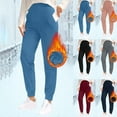 thumbnail image 1 of KeShDi Womens Sweatpants Yoga Pants Women Women's Solid Color Plus Velvet Warm Ankle Strap Pocket High Waisted Elastic Fitness Pants Leggings Sports Pants Blue XL, 1 of 8