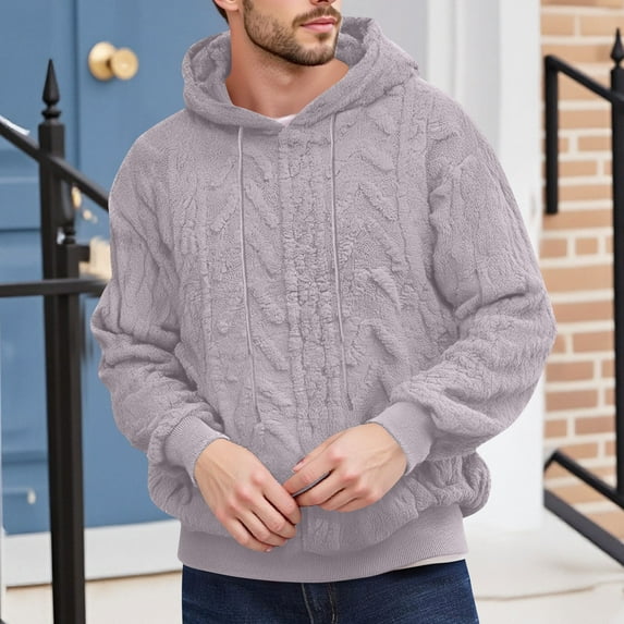 KeShDi Zip Up Hoodie Men Hoodies for Men Pullover Men's Fashion Solid Color Warm Casual Long Sleeved Hooded Silver 4X