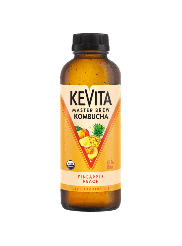 KeVita Pineapple Peach Master Brew Kombucha, 15.2 oz Bottle