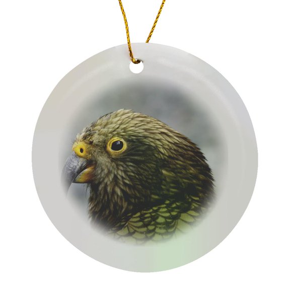 3drose, Kea, Alpine Parrot, Tropical Bird, New Zealand-au02 Dwa4894 - David Wall, Circle Porcelain Ornament