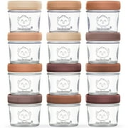 KeaBabies 12pk Prep Baby Food Storage Containers, 4oz Leak-Proof Glass Baby Food Jars (Terracotta)