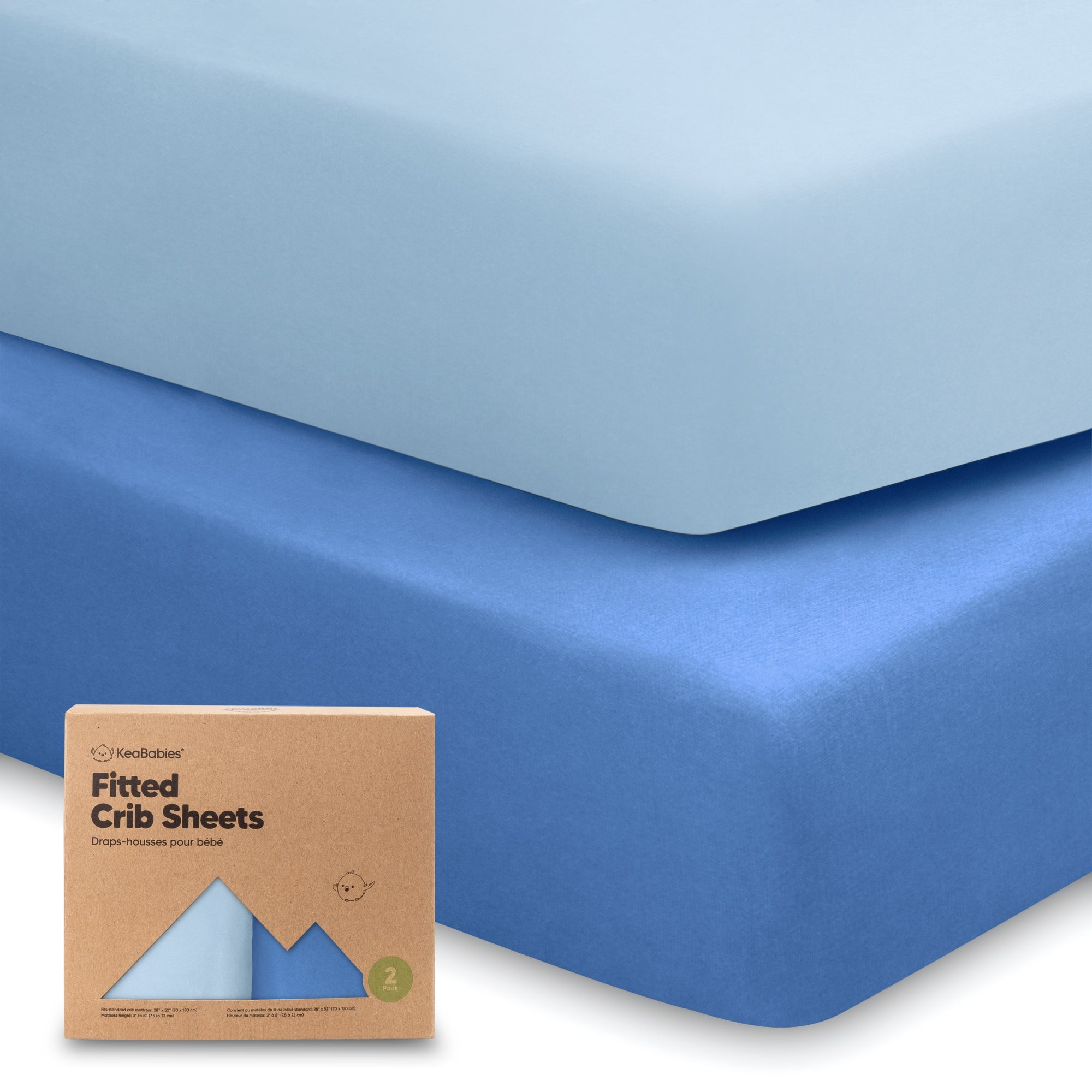 KeaBabies 2Pack Jersey Fitted Baby Crib Sheets, Fits Standard Crib