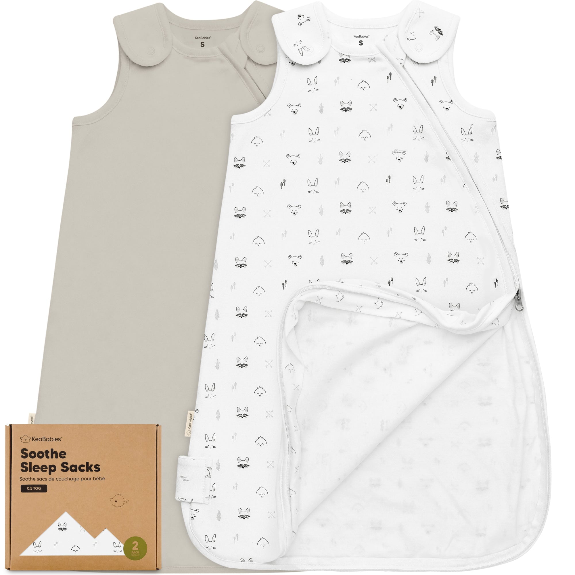 KeaBabies 2Pack Sleep Sacks for Babies, Soothe Sleeping Sack Wearable