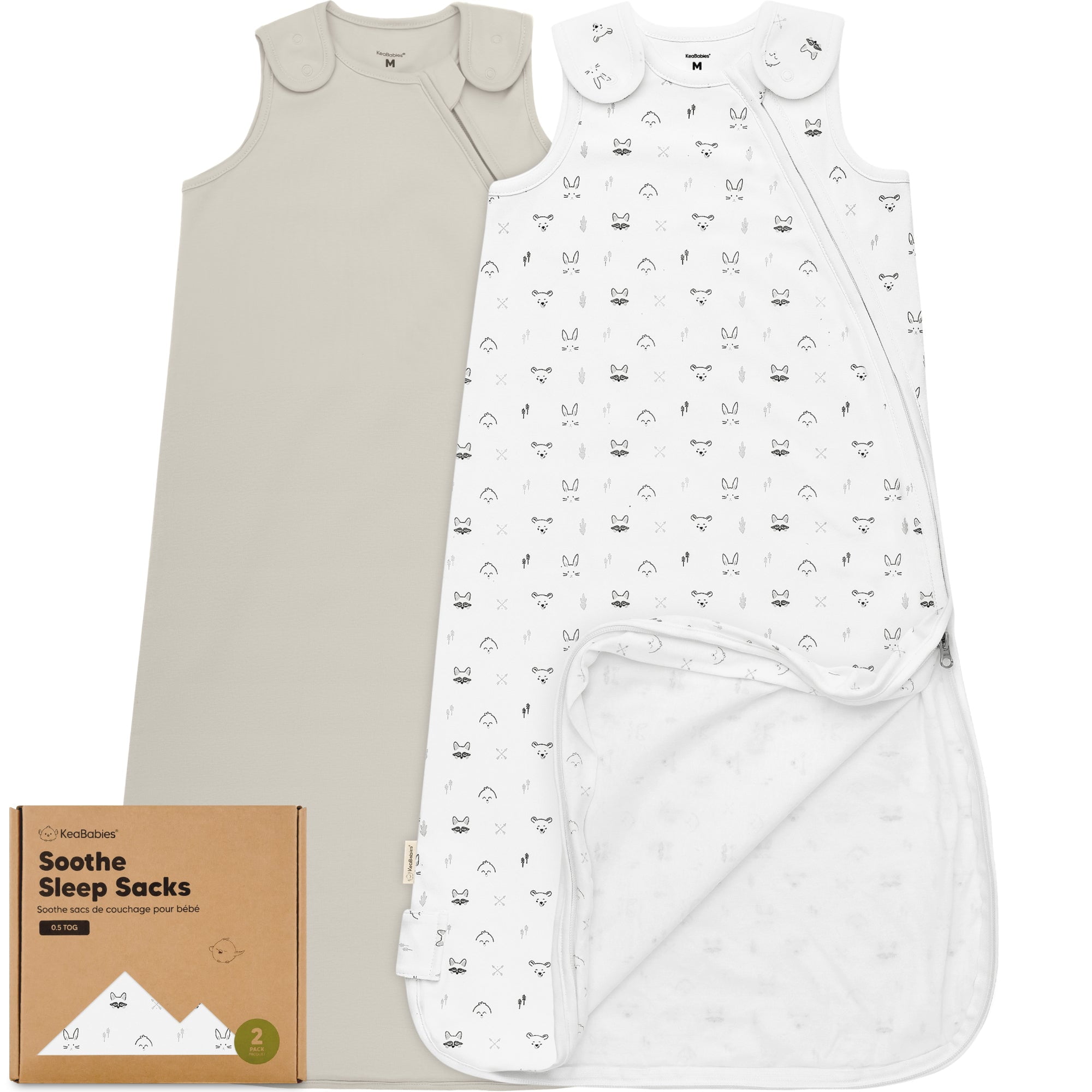 KeaBabies 2Pack Sleep Sacks for Babies, Soothe Sleeping Sack Wearable