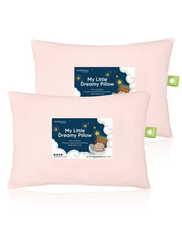 KeaBabies 2-Pack Toddler Pillows for Sleeping, Kids Pillow for Girls & Boys (Mist Pink)