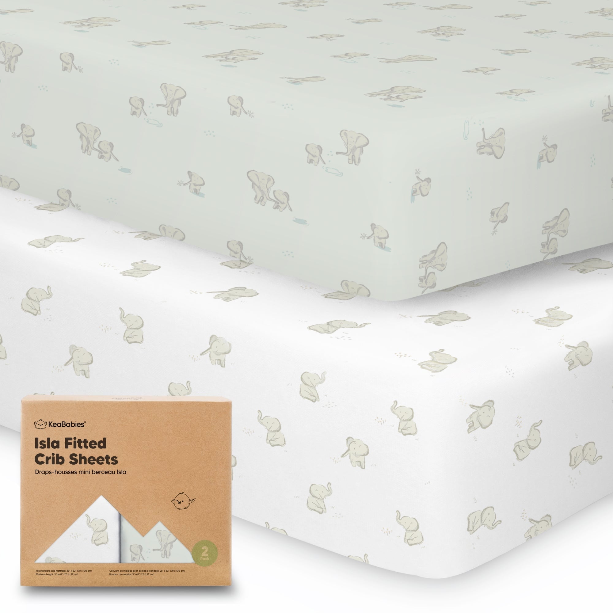 KeaBabies 2pk Bamboo Viscose Crib Sheets for Boys, Girls, Organic Baby