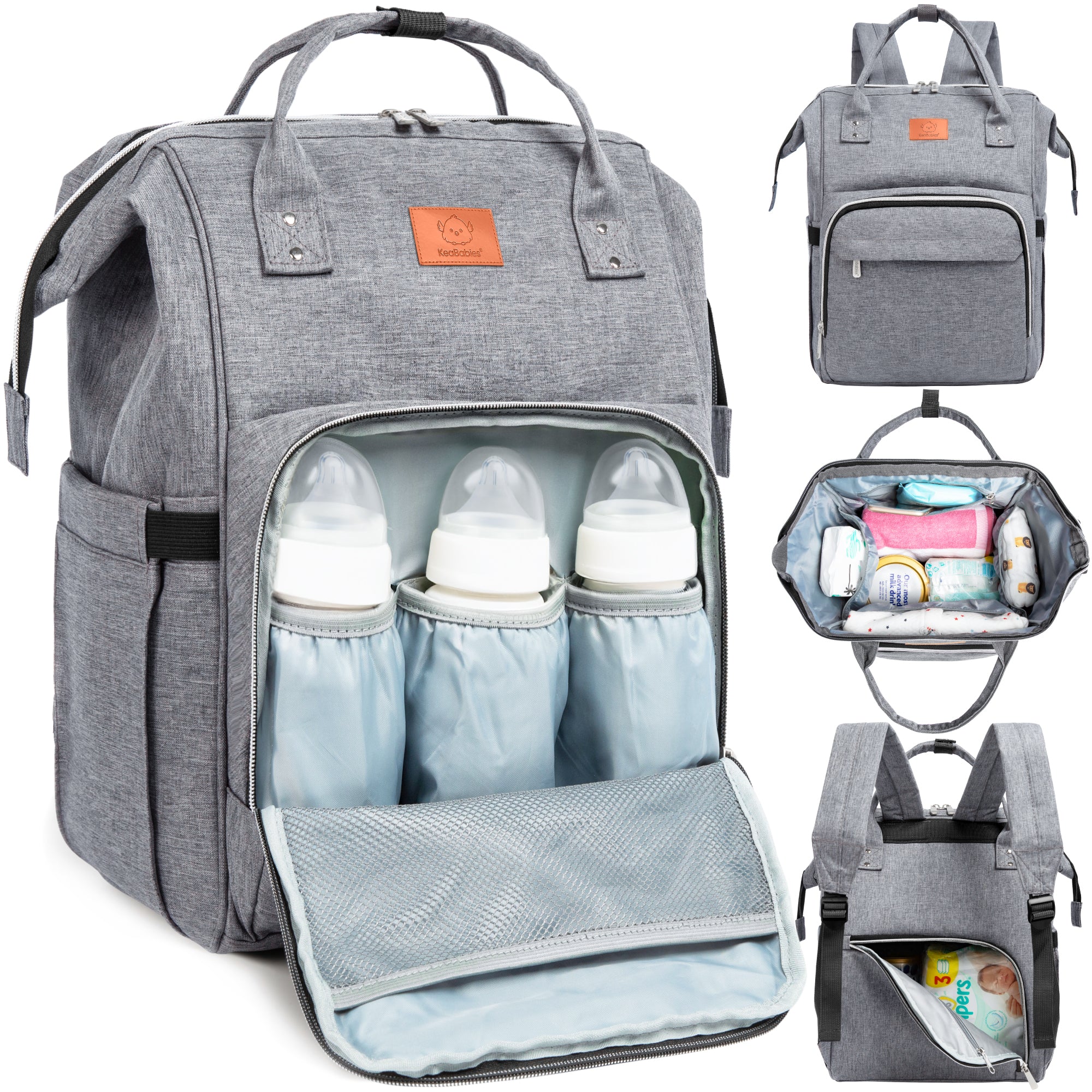 KeaBabies Original Diaper Bag Backpack, Large Waterproof Travel Baby Bags with Changing Pad - image 1 of 10