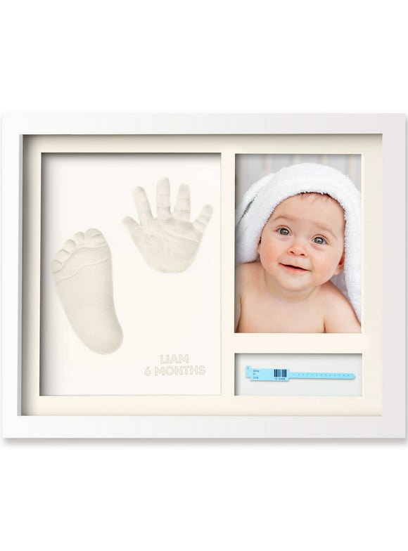KeaBabies Personalized Baby Hand and Footprint Kit, for Newborn, Boy, Girl (Alpine White)