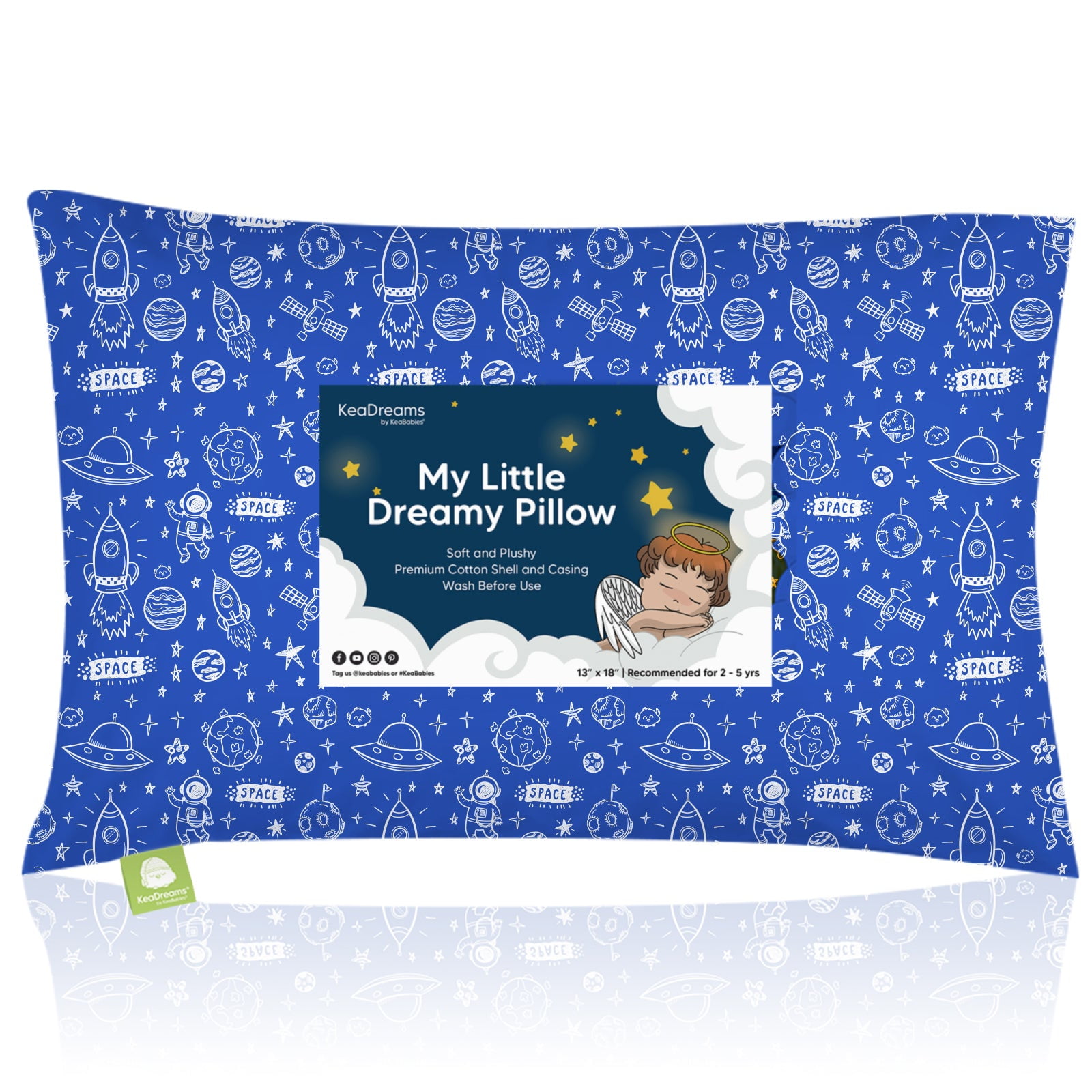 KeaBabies Toddler Pillow with Pillowcase, 13X18 Kids Travel Pillows for Sleeping (Off to Space