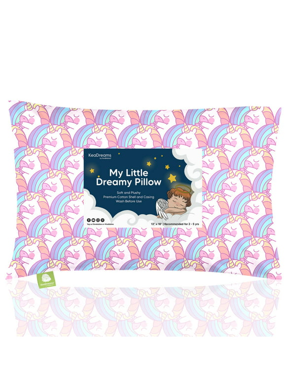 KeaBabies Toddler Pillow with Pillowcase, 13X18 Kids Travel Pillows for Sleeping (Unicorn)