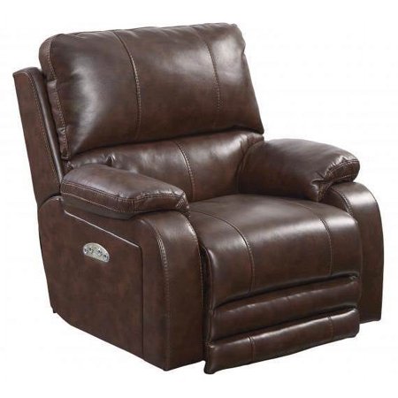 Kealyn Power Lay Flat Recliner with Power Headrest in Brown Faux Leather