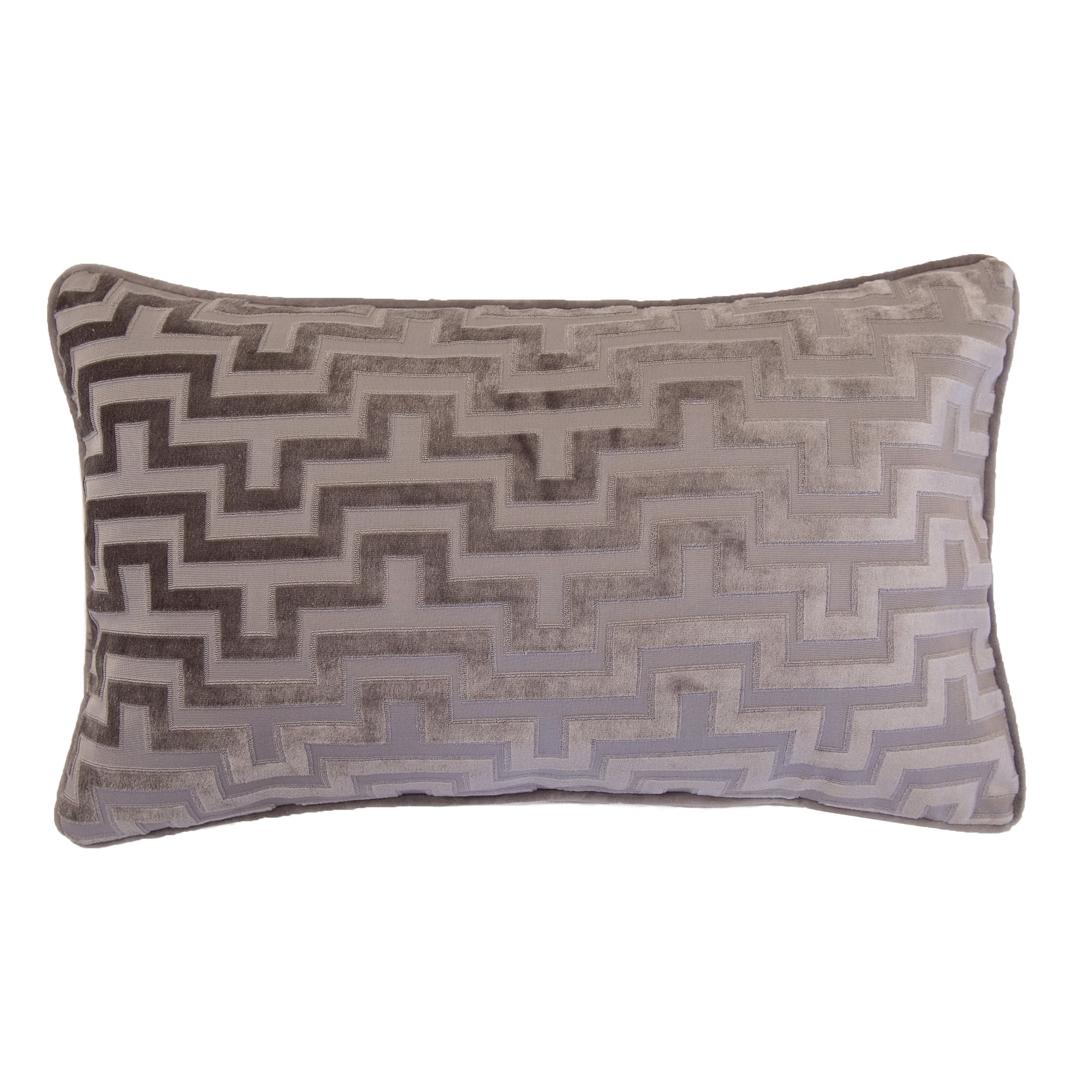 Kean Gray Geometric Polyester 12 in. x 20 in. Throw Pillow