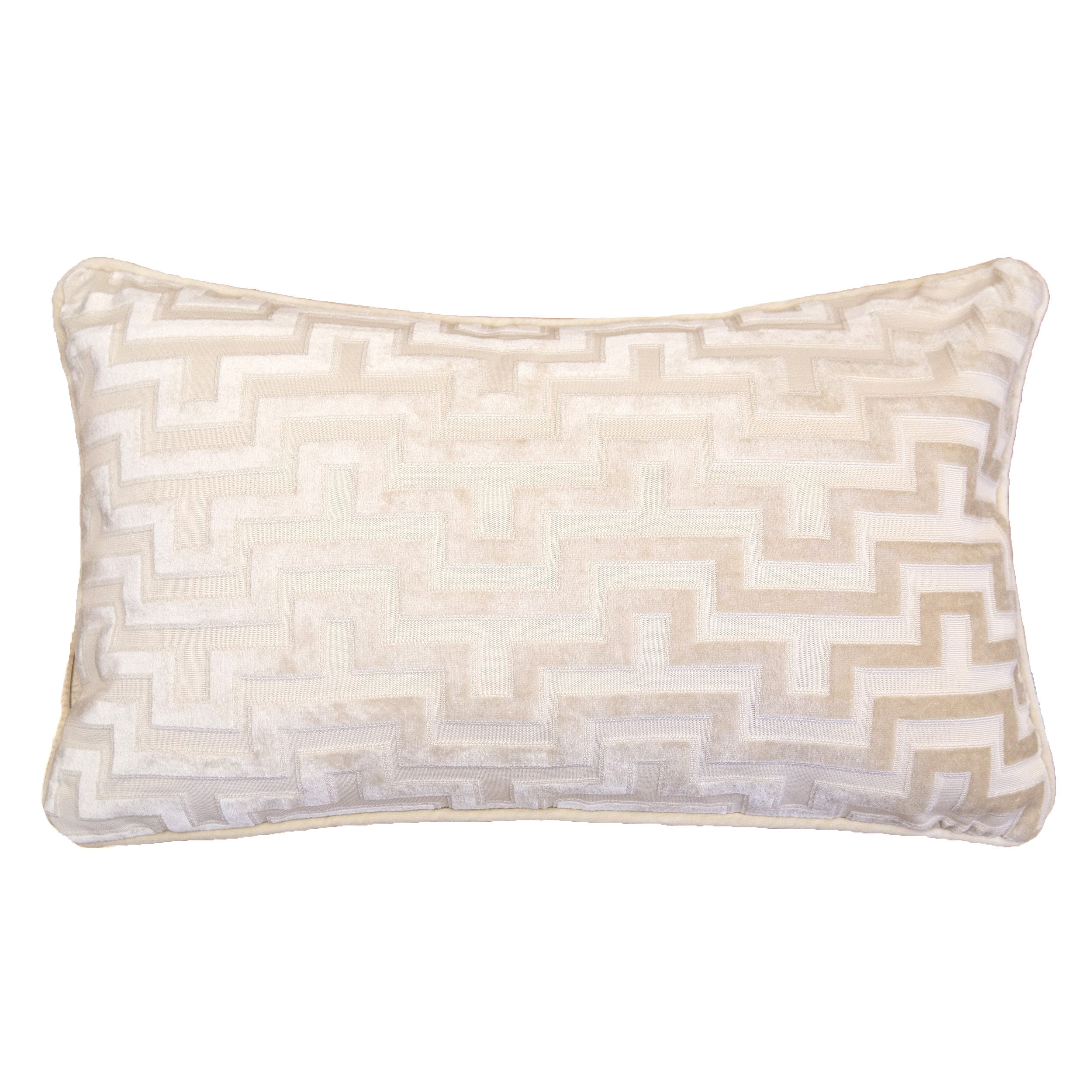 Kean Ivory Geometric Polyester 12 in. x 20 in. Throw Pillow