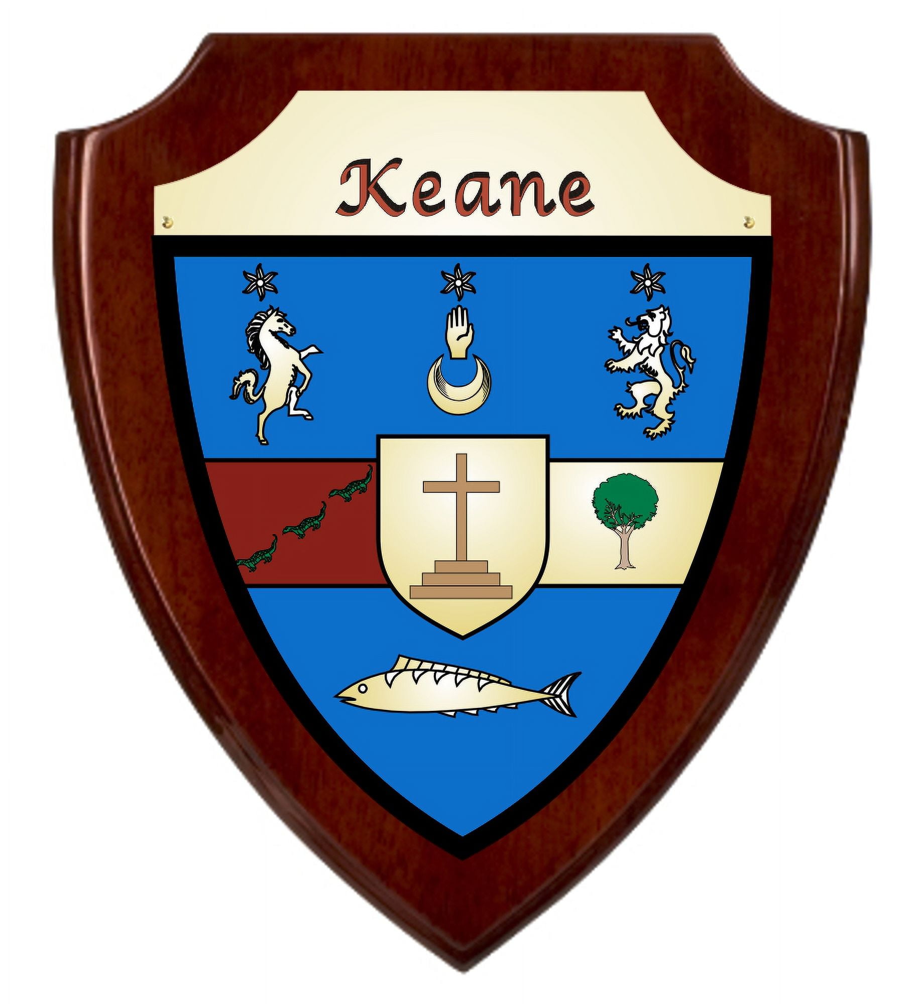 Keane Irish Coat of Arms Shield Plaque - Rosewood Finish