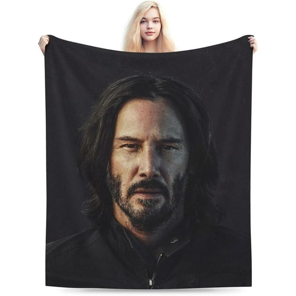 Keanu Actor Reeves Throw Blanket Flannel Blanket Warm Soft Microfiber Blanket for Living Room Couch Sofa Bedroom Decor Gifts 40"x30"