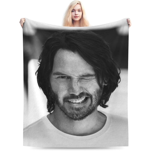 Keanu Actor Reeves Throw Blanket Flannel Blanket Warm Soft Microfiber Blanket for Living Room Couch Sofa Bedroom Decor Gifts 50"x40"