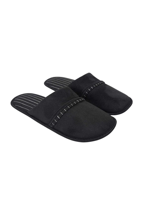 Mens Pinstripe Slip-on Mule Slippers
