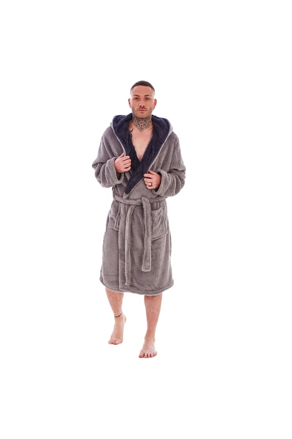 Mens Wolf Head Fleece Bathrobe