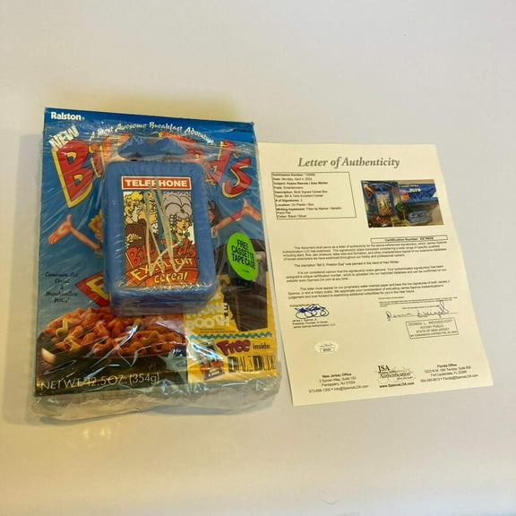 Keanu Reeves Alex Winter Bill Ted's Excellent Adventure Signed Cereal Box JSA