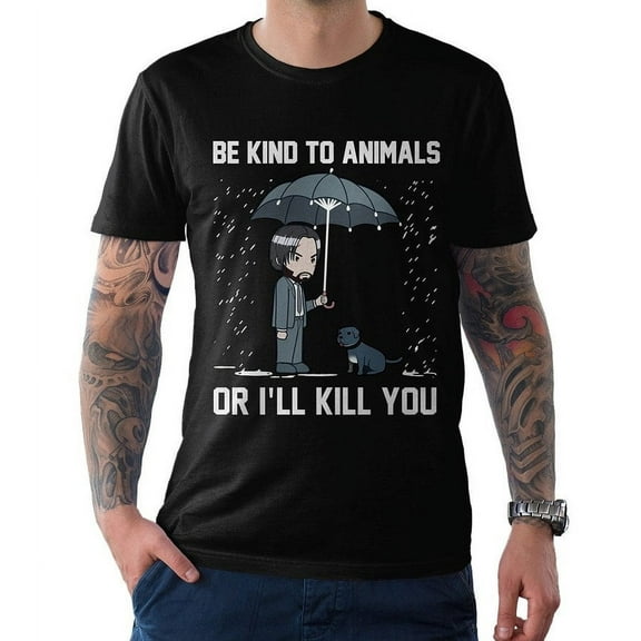 Keanu Reeves Be Kind To Animals Graphic T-Shirt – Funny Quote Tee for Men & Women – Vintage Movie Star Shirt – Unisex Sizes – Keanu Fans Apparel