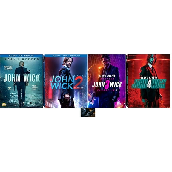 Keanu Reeves JOHN WICK THE COMPLETE COLLECTION 1 2 3 4 One Two Three Four (4 BLU RAY Set, WS) Includes John Wick Art Card