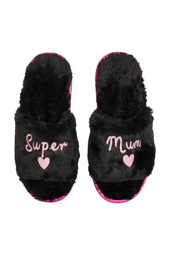 Womens Super Mum Faux Fur Lined Slip-on Mules