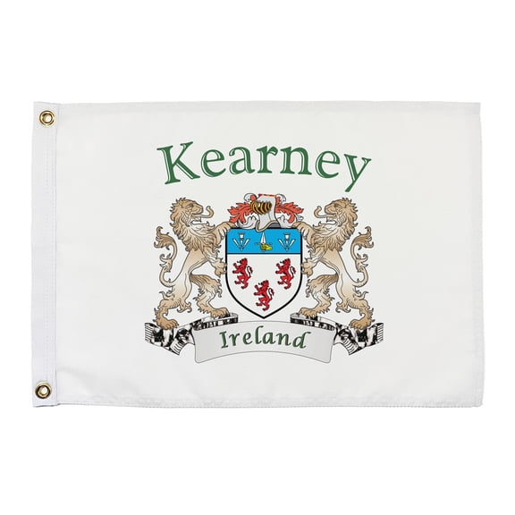 Kearney Irish Coat of Arms Small White Flag - 16"x10.5" inches