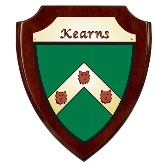 Kearns Irish Coat of Arms Shield Plaque - Rosewood Finish