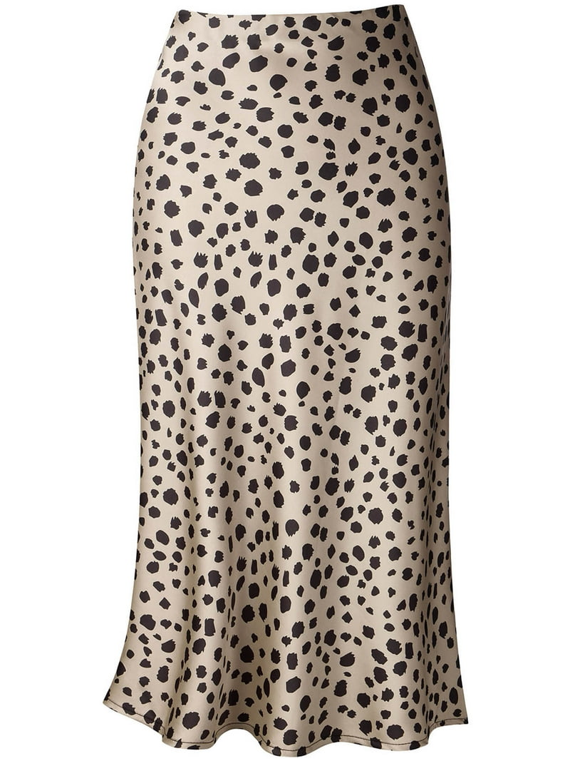 Keasmto Leopard Print Skirt for Women Midi Length Cheetah High