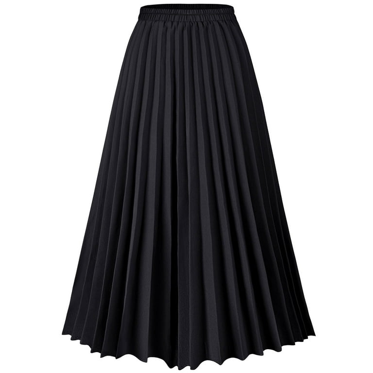 Keasmto Women's High Waist Midi Pleated Skirt, Elastic