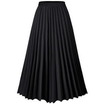 Keasmto Women Skirts Black Pleated Skirt Midi Long Cheetah High Waist Ladies Elasticized Summer A Line Skirts for Work Office XXL