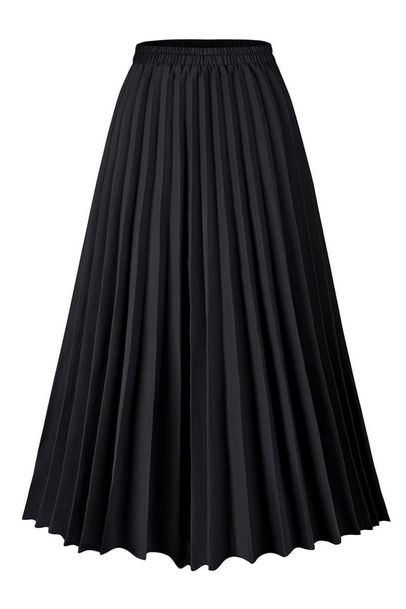 Women Skirts Black Pleated Skirt Midi Long Cheetah High Waist Ladies Elasticized Summer A Line Skirts for Work Office XXL