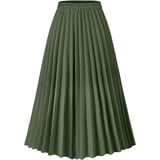 Keasmto Women Skirts Green Pleated Skirt Midi Long Cheetah High Waist ...