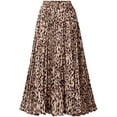 thumbnail image 1 of Keasmto Women Skirts Leopard Pleated Skirt Midi Long Cheetah High Waist Ladies Elasticized Summer A Line Skirts for Work Office L, 1 of 5