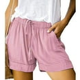 thumbnail image 1 of Keasmto Womens Shorts Summer Drawstring Casual Elastic Waist High Rise Lightweight Plus Size with Pockets Pink M, 1 of 5