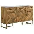 thumbnail image 1 of Keaton 3-door Marble Top Herringbone Accent Cabinet Natural, 1 of 15