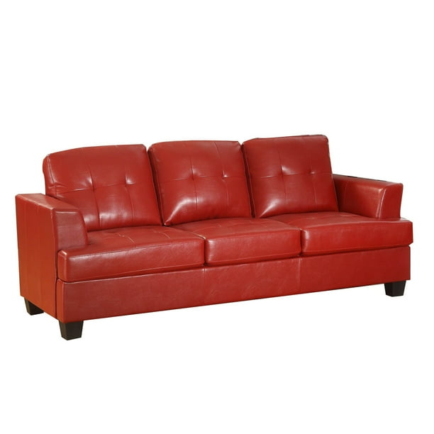 Keaton Bonded Leather Sofa Red