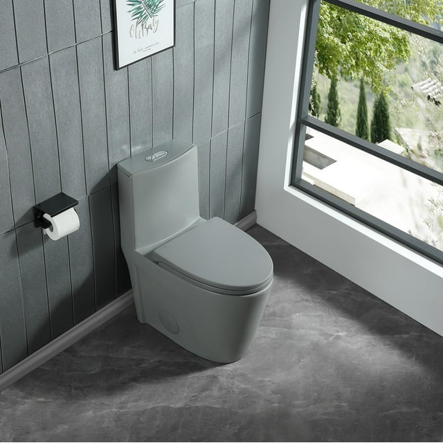 Keazile 16 1/8 inch Seat Height 1.1/1.6 GPF Dual Flush One Piece Elongated Toilet,Soft-Close Seat