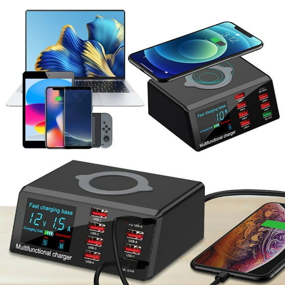 Kebiory 110W 8-Port USB C Charging Station,Charging Station for Multiple Devices,Charging Station for Multiple Devices Apple, Compatible with Various Brands of Mobile Phones,Etc