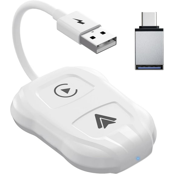 Kebiory 2-in-1 Wireless CarPlay Adapter & Andoriod Auto Adapter,Plug and Play, Suitable for Wired Carplay and Android Auto Wired to Wireless Adapter,Fit iOS 10+ & Android11 (White)