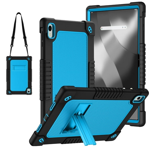 Kebiory Case for Onn 12.1 Inch Pro Tablet 2024 Model/Onn 12.1" Tablet Pro 100146663 Case,Shockproof Kids Case with Shoulder Strap for Walmart Onn 12.1" Tablet Pro (2024 Model:100146663)(Black/Blue)