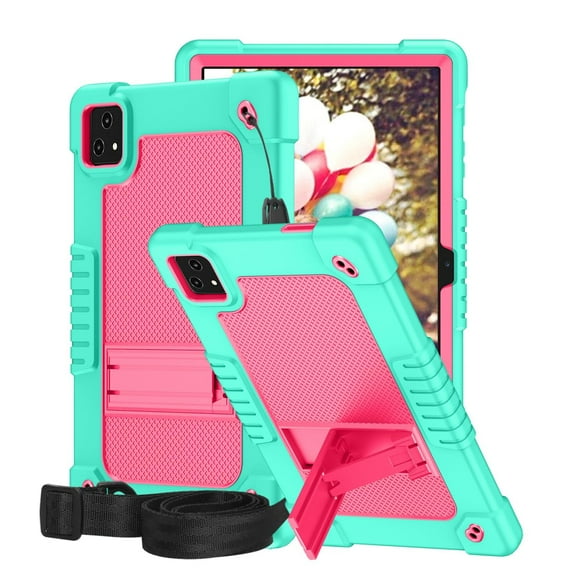 Kebiory Case for T-Mobile Revvl Tab 5G 2023 Released Tablet,Shockproof Kids Friendly Rugged Hybrid Case Cover (with Kickstand) for T-Mobile Revvl Tab 5G 2023 Released 10.36 Inch (Green+Pink)