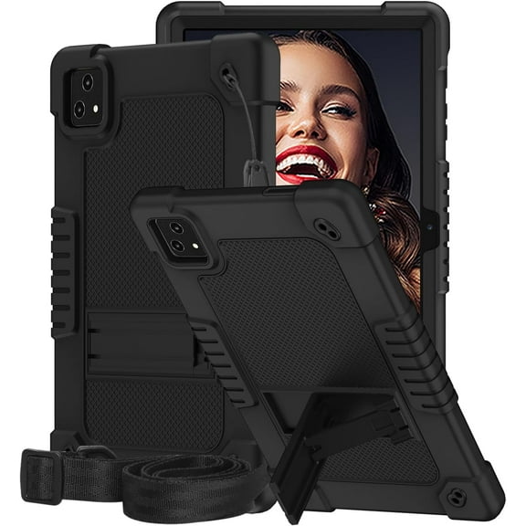 Kebiory Case for T-Mobile Revvl Tab 5G 2023 Released Tablet,Shockproof Kids Friendly Rugged Hybrid Case Cover (with Kickstand) for T-Mobile Revvl Tab 5G 2023 Released 10.36 Inch (Black+Black)