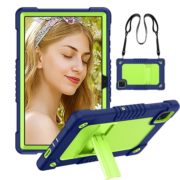 Kebiory Case for T-Mobile Revvl Tab 5G,for Revvl Tab 5G Tablet Case Heavy Duty Shockproof Kids Friendly Rugged Case Built in Kickstand Strap for T-Mobile Revvl Tab 5G 2023 Released 10.36" - Navygreen